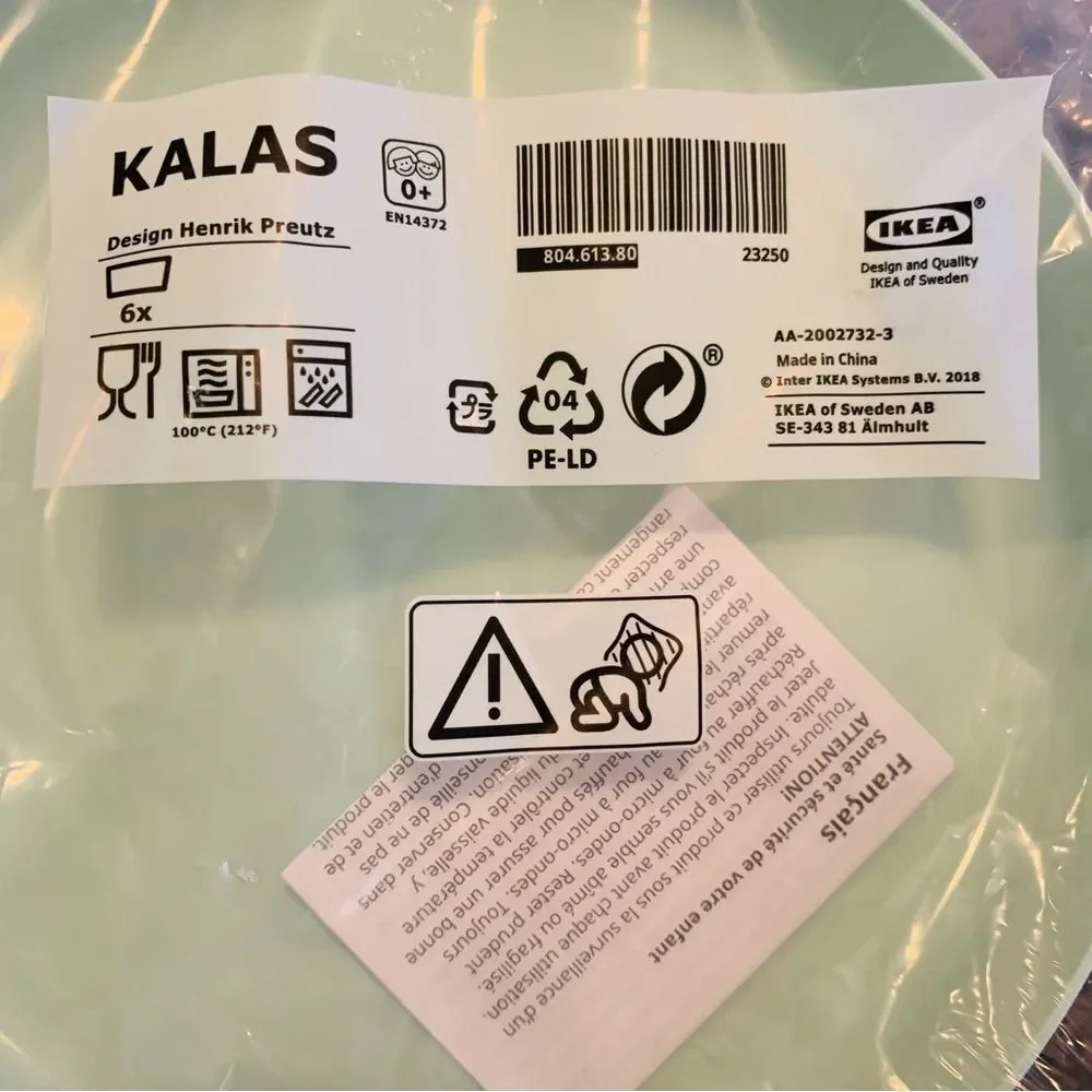 NWT IKEA KALAS Toddler/Little Kids & Kids Plates 6-Pack Set, mixed pastel colors